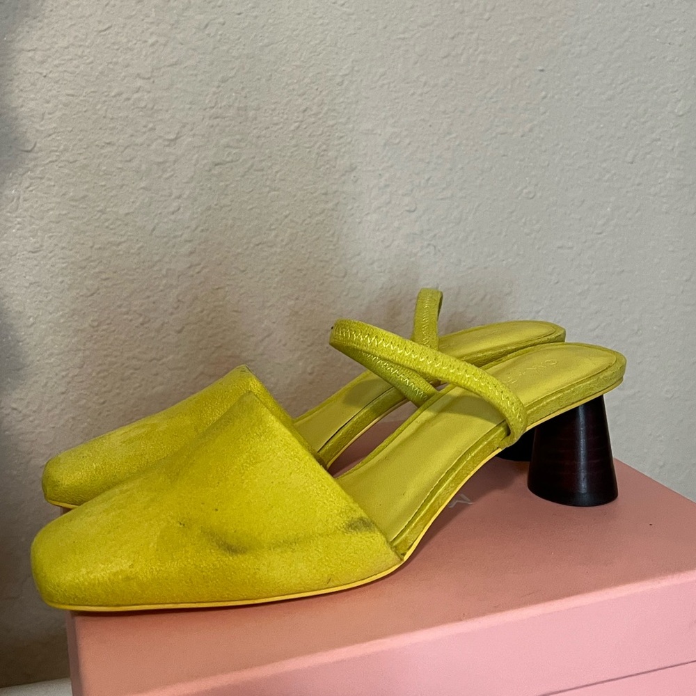 Oak and Fort Neon Suede Mule w/wood heel